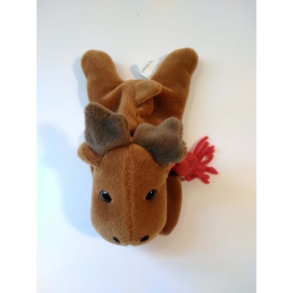 Happy Holidays Brown Reindeer Red Scarf Miniature Plush Bean Bag 6"